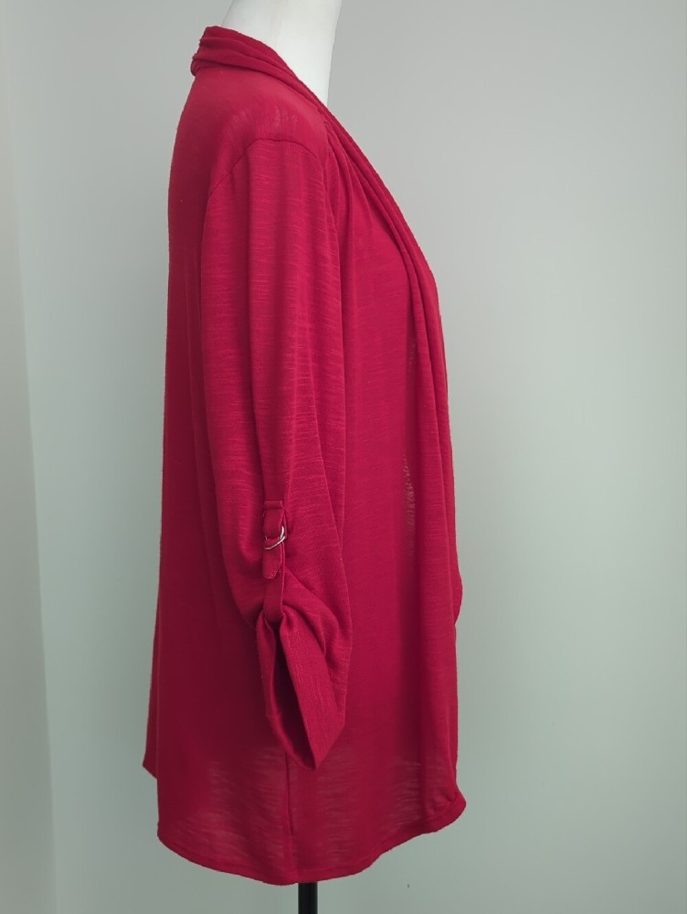 Studio Works Red Open Front Cardigan Roll Tab Sleeve XL - Picture 4 of 10